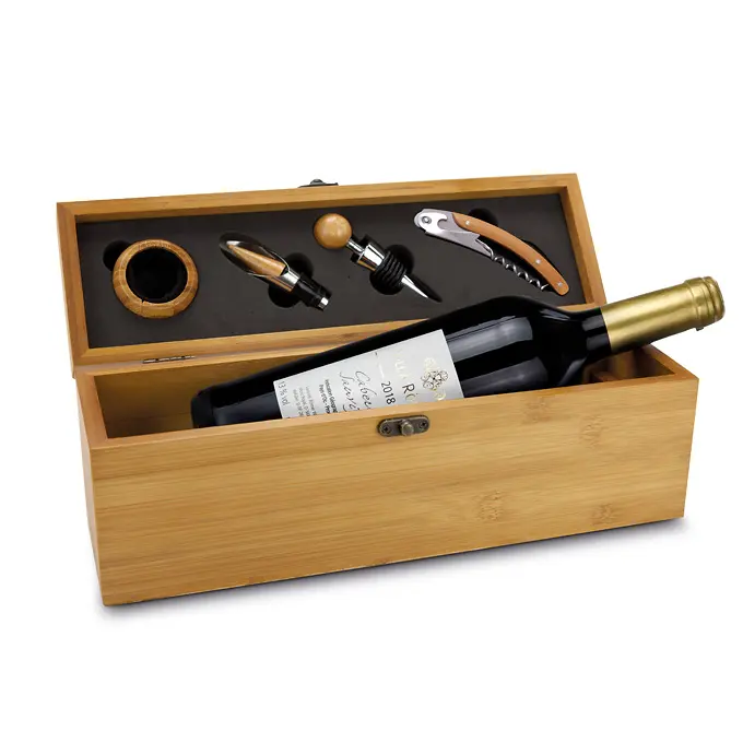 Wein in Bambuskiste