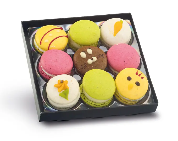 Bunte Oster-Macarons
